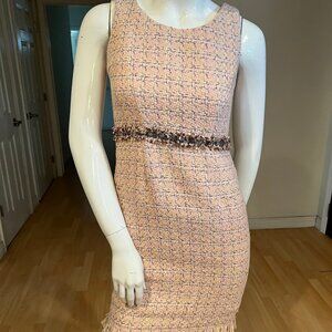 $500 MARIE ELIE PARIS TWEED EMBELLISHED DRESS SIZE FR 36 / 6 US